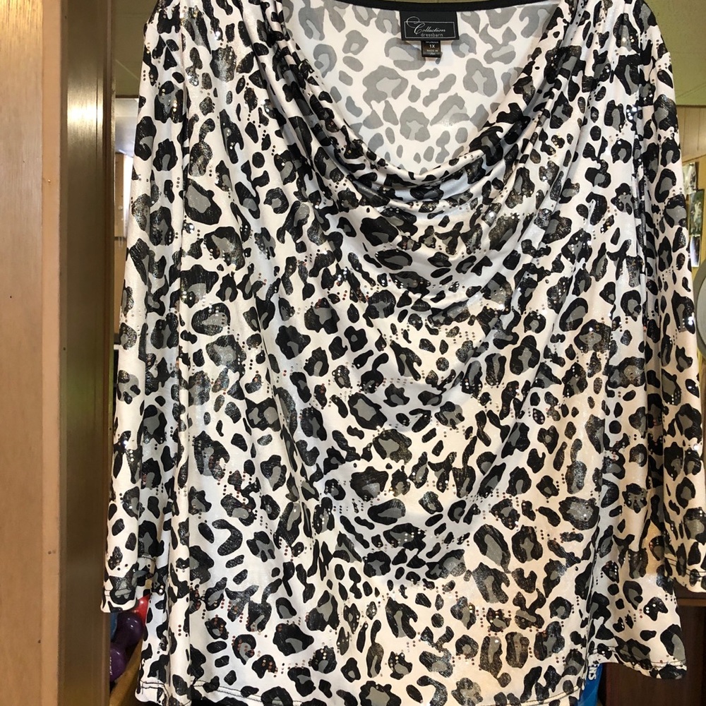 Leopard Print Blouse With 3/4 Length Sleeves! - image 1